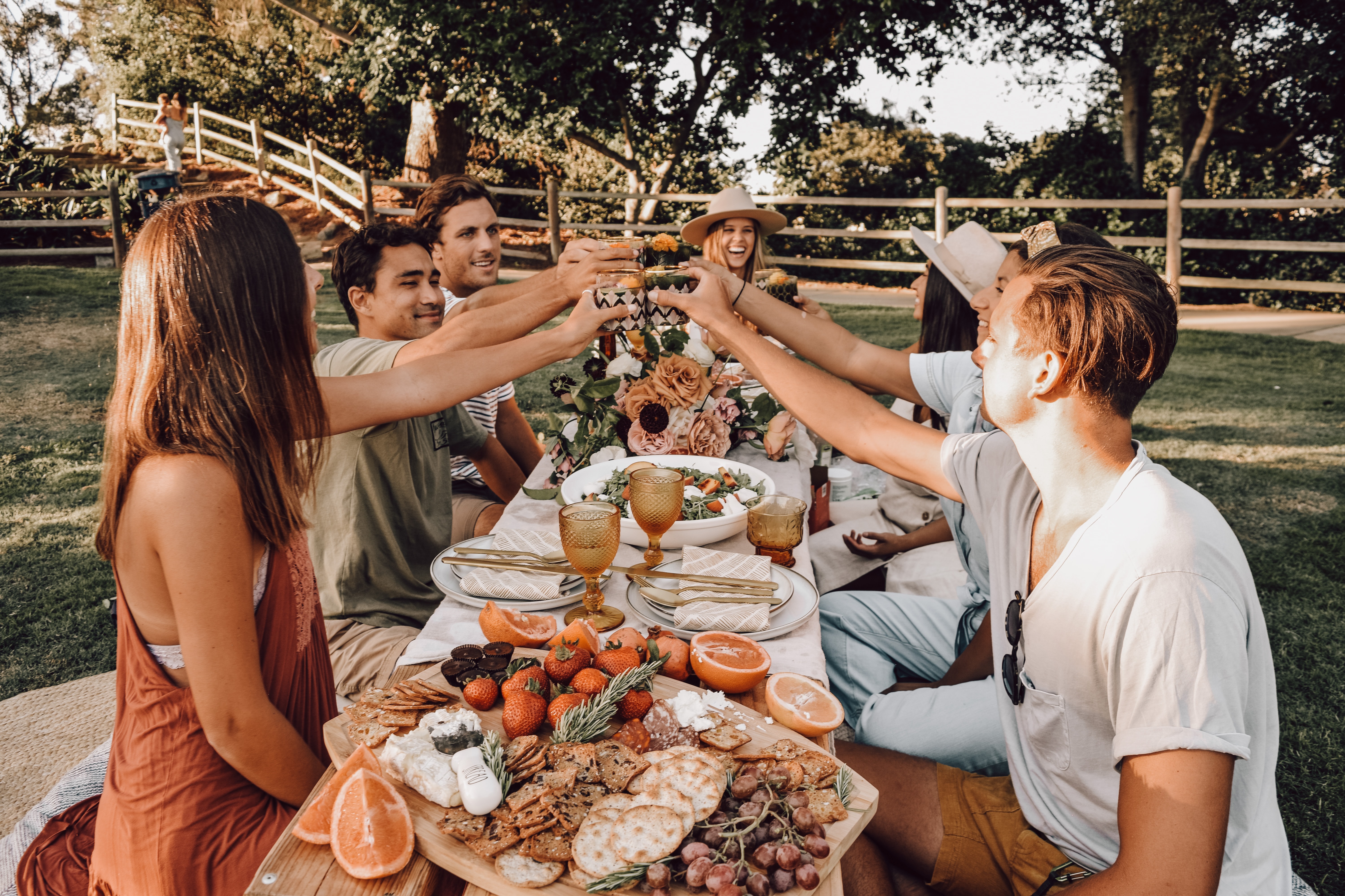 people at picnic table